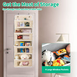 HioHa Over the Door Organizer, 4-Tier Hanging Closet Bathroom Storage with 6 Mesh Side Pockets, Wall Mount Toy Stuffed Animal Storage for Baby Essentials, Nursery, Bedroom, Bathroom, Dorm