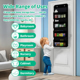 HioHa Over the Door Organizer, 4-Tier Hanging Closet Bathroom Storage with 6 Mesh Side Pockets, Wall Mount Toy Stuffed Animal Storage for Baby Essentials, Nursery, Bedroom, Bathroom, Dorm
