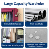 HioHa Portable Closet, Wardrobe Closet Storage with Thickened Steel Pipe, Clothes Storage Organizer with Waterproof Cover for Bedroom, 67x41x18 Inch(Burgundy)