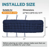 HioHa Chaise Lounge Cushion, 67x20x3 inch Rocking Chair Cushion with Ties and Top Cover, Patio Swing Bench Cushion Sofa Mat for Outdoor Indoor Furniture(Blue)