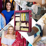 HioHa Portable Closet, Wardrobe Closet Storage with Thickened Steel Pipe, Clothes Storage Organizer with Waterproof Cover for Bedroom, 67x41x18 Inch(Burgundy)