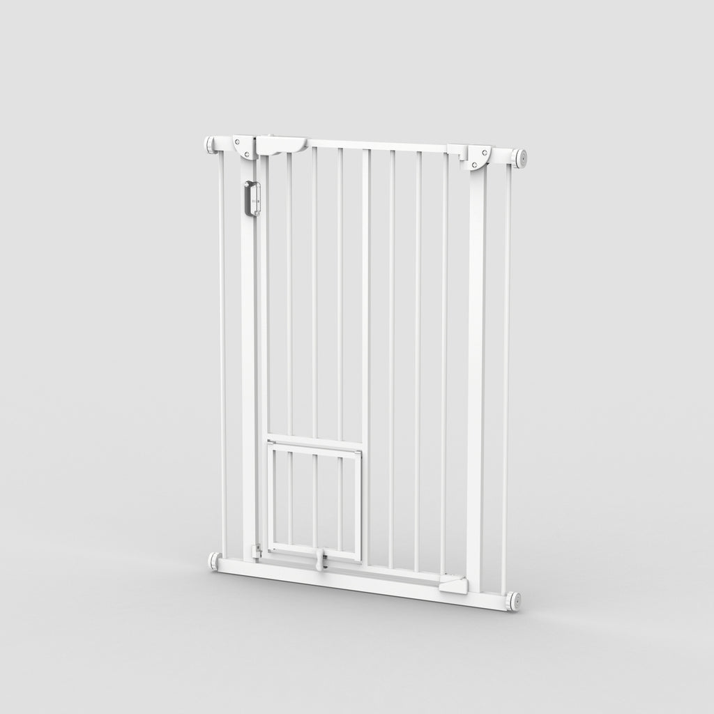 HioHa Baby Safety Gate, Extra Wide Dog Gate with Cat Door from 29.5in to 48.8in, Auto Close Easy Walk Thru Pet Gate, Pressure Mounted & Dual-Lock Design for Stairs, Doorway, House
