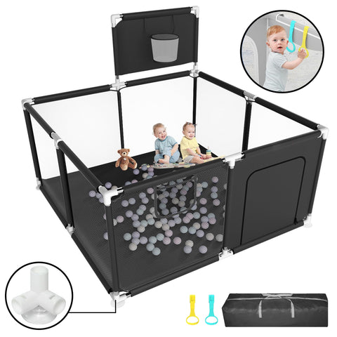 HioHa Baby Playpen, Baby Playard with Basketball Hoop, Portable Play Yard Baby Fences for Infant Toddler (SWBP4)