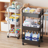 HioHa Rolling Utility Cart, 3-Tier Storage Cart Movably with Drawer & Metal Wheels, Multifunctional Storage Organizer Shelves with Handle for Kitchen Bathroom Living Room Office