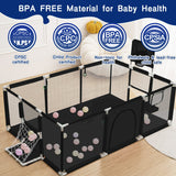 HioHa Extra Large Baby Playpen, Big Play Pens for Babies and Toddlers, Gap-Free, Climb-Proof Baby Playards for Indoor Fun, Baby Gate Playpen with Zippered Door and Storage Bag