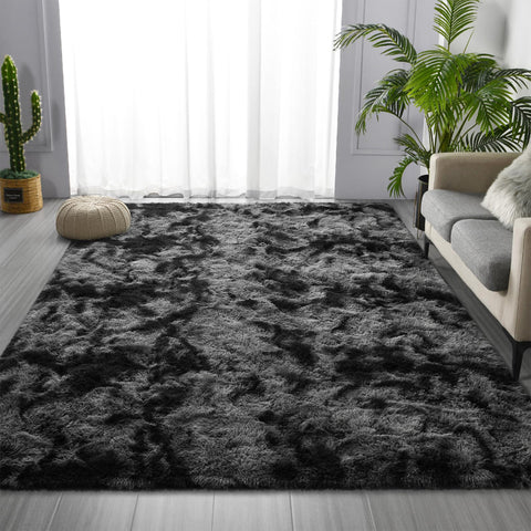 HioHa Area Rugs ,9ft x 6ft Shaggy Area Rugs for Living Room Bedroom，Soft Fluffy Rugs& Plush Decorative Rug for Indoor Home Floor Carpet Mat Dark Gray
