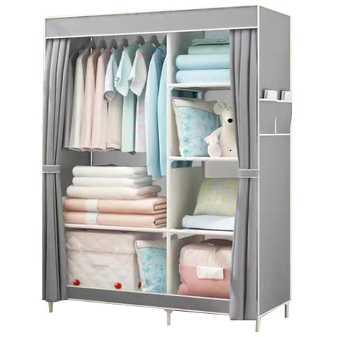 HioHa Portable Closet Storage Organizer Clothes Wardrobe Shoe Clothing Rack Shelf Dustproof Non-woven Fabric,Quick and Easy to Assemble 42inch