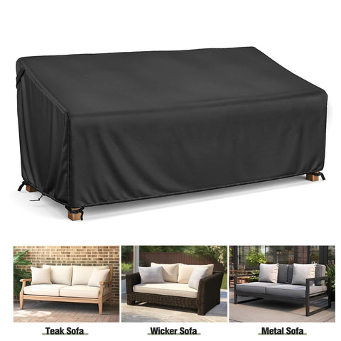 LCGOD Patio Sofa Cover Waterproof, Outdoor 2-Seater Loveseat Cover, Lawn Patio Furniture Cover, Heavy Duty Outdoor Couch Cover with Handle, 58" W x 40" D x 31" H