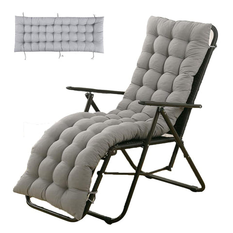 HioHa Chaise Lounge Cushion, 67x20x3 inch Rocking Chair Cushion with Ties and Top Cover, Patio Swing Bench Cushion Sofa Mat for Outdoor Indoor Furniture(Gray)