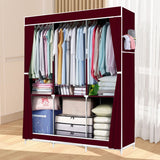 HioHa Wardrobe Closet, Portable Closet with Thickened Steel Pipe Steel Pipe, Clothes Storage Organizer with 3 Hanging Rods and 6 Storage Shelves and Side Pockets