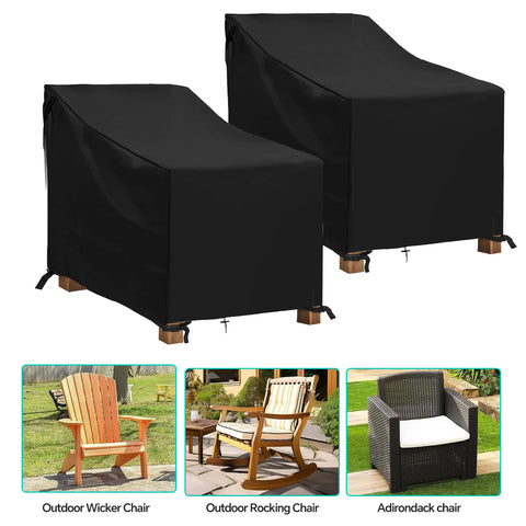 LCGOD Patio Chair Covers, Outdoor Lawn Furniture Covers 100% Waterproof, Lounge Deep Seat Large Cover with 600D Heavy Duty Oxford Cloth, 37" W x 30" D x 31" H（2PCS）
