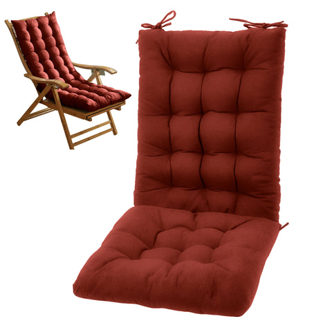 HioHa Rocking Chair Cushion, 49x19x3 inch Lounge Chaise Chair Cushion with Ties, Thickened Recliner Cushion Double-Sided Foldable(Reddish Brown)