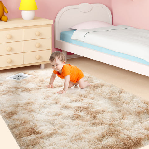 HioHa Area Rugs, 9ft x 6ft Shaggy Area Rugs for Living Room Bedroom, Soft Fluffy Rugs & Plush Decorative Rug for Indoor Home Floor Carpet Mat Khaki