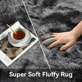 HioHa Area Rugs ,5ftx8ft Shaggy Area Rugs for Living Room Bedroom，Soft Fluffy Rugs& Plush Decorative Rug for Indoor Home Floor Carpet Mat Dark Gray
