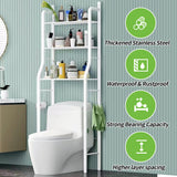 HioHa Over the Toilet Storage, Bathroom Organizers and Storage Shelf with Paper Holder and 3 Hooks, Freestanding Toilet Rack Space Saver for Balcony, Restroom, Laundry(White)