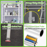 HioHa Over the Toilet Storage, Bathroom Organizers and Storage Shelf with Paper Holder and 3 Hooks, Freestanding Toilet Rack Space Saver for Balcony, Restroom, Laundry(White)