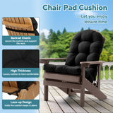HioHa Adirondack Chair Cushion, Patio Chair Cushion with Ties 49x20x4.8 Inch, Indoor/Outdoor Rocking Chair Cushion with Sunproof Waterproof and Fade-Resistant(Black, 2pcs)