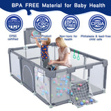 HioHa Large Baby Playpen, Big Playard with Basketball Hoop, Portable Play Yard Baby Fences with Storage Bag for Infant Toddler
