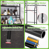 HioHa Over the Toilet Storage, Bathroom Organizers and Storage Shelf with Hanging Rod Paper Holder and 3 Hooks, Freestanding Toilet Rack Space Saver, Black