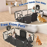 HioHa Extra Large Baby Playpen, Big Play Pens for Babies and Toddlers, Gap-Free, Climb-Proof Baby Playards for Indoor Fun, Baby Gate Playpen with Zippered Door and Storage Bag