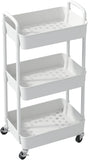 HioHa Rolling Utility Cart, 3-Tier Storage Cart Movably with Drawer & Metal Wheels, Multifunctional Storage Organizer Shelves with Handle for Kitchen Bathroom Living Room Office