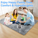 HioHa Area Rugs ,9ft x 6ft Shaggy Area Rugs for Living Room Bedroom，Soft Fluffy Rugs& Plush Decorative Rug for Indoor Home Floor Carpet Mat Light Gray