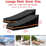 LCGOD Chaise Lounge Cover, Patio Lounge Chair Cover Waterproof and UV Resistant, Heavy Duty Outdoor Furniture Covers with Air Vent, 79L x 30W x 28H inch, 2PCS
