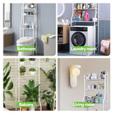 HioHa Over the Toilet Storage, Bathroom Organizers and Storage Shelf with Paper Holder and 3 Hooks, Freestanding Toilet Rack Space Saver for Balcony, Restroom, Laundry(White)