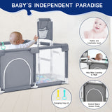 HioHa Large Baby Playpen, Big Playard with Basketball Hoop, Portable Play Yard Baby Fences with Storage Bag for Infant Toddler