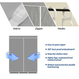 HioHa Wardrobe Closet, Portable Closet with Thickened Steel Pipe Steel Pipe, Clothes Storage Organizer with 3 Hanging Rods and 6 Storage Shelves and Side Pockets(Coffee)