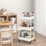 HioHa Rolling Utility Cart, 3-Tier Storage Cart Movably with Drawer & Metal Wheels, Multifunctional Storage Organizer Shelves with Handle for Kitchen Bathroom Living Room Office