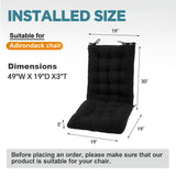 HioHa Rocking Chair Cushion, 49x19x3 inch Lounge Chaise Chair Cushion with Ties, Thickened Recliner Cushion Double-Sided Foldable(Black)