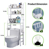 HioHa Over the Toilet Storage, Bathroom Organizers and Storage Shelf with Paper Holder and 3 Hooks, Freestanding Toilet Rack Space Saver for Balcony, Restroom, Laundry(White)