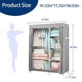 HioHa Portable Closet Storage Organizer Clothes Wardrobe Shoe Clothing Rack Shelf Dustproof Non-woven Fabric,Quick and Easy to Assemble 42inch