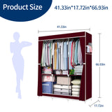 HioHa Wardrobe Closet, Portable Closet with Thickened Steel Pipe Steel Pipe, Clothes Storage Organizer with 3 Hanging Rods and 6 Storage Shelves and Side Pockets