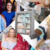 HioHa Portable Closet Storage Organizer Clothes Wardrobe Shoe Clothing Rack Shelf Dustproof Non-woven Fabric,Quick and Easy to Assemble 42inch