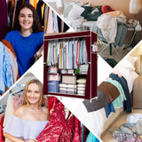 HioHa Wardrobe Closet, Portable Closet with Thickened Steel Pipe Steel Pipe, Clothes Storage Organizer with 3 Hanging Rods and 6 Storage Shelves and Side Pockets
