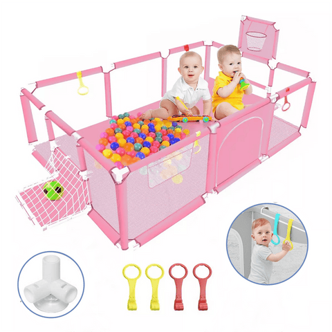 HioHa Extra Large Baby Playpen, Big Play Pens for Babies and Toddlers, Gap-Free, Climb-Proof Baby Playards for Indoor Fun, Baby Gate Playpen with Zippered Door and Storage Bag