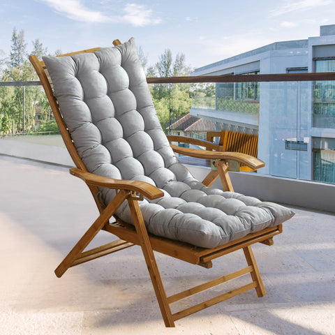 HioHa Rocking Chair Cushion, 49x19x3 inch Lounge Chaise Chair Cushion with Ties, Thickened Recliner Cushion Double-Sided Foldable(Gray)