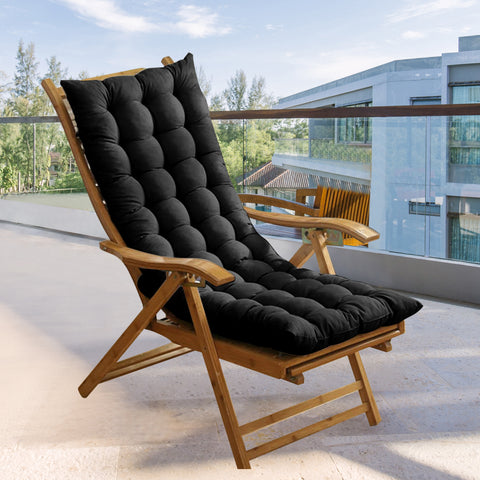 HioHa Rocking Chair Cushion, 49x19x3 inch Lounge Chaise Chair Cushion with Ties, Thickened Recliner Cushion Double-Sided Foldable(Black)