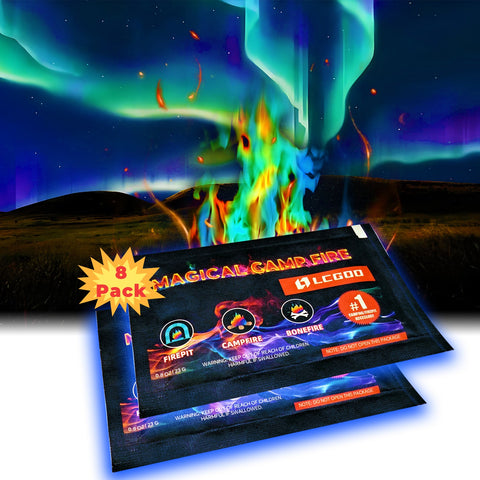 LCGOD Fire Color Changing Packets Fire Pit, Last Longer Magical Color Flames for Campfires, Camping Essentials Accessories Christmas Decorations Gift for Fire Pit & Outdoor Fireplaces(8PCS)