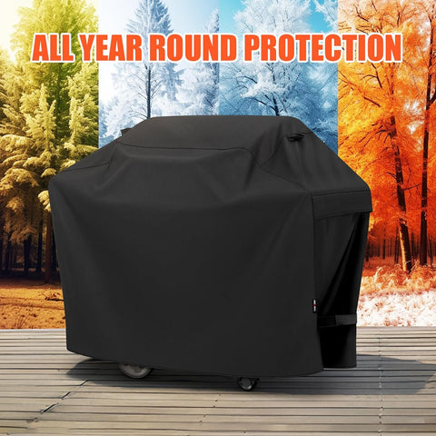 LCGOD Grill Cover, Heavy Duty BBQ Gas Grill Cover with Adjustable Straps, 60 inch All Weather Protection for Weber BBO, Char Broil, Gas Grill