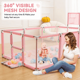 HioHa Extra Large Baby Playpen, Big Play Pens for Babies and Toddlers, Gap-Free, Climb-Proof Baby Playards for Indoor Fun, Baby Gate Playpen with Zippered Door and Storage Bag