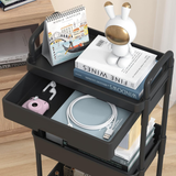 HioHa Rolling Utility Cart, 3-Tier Storage Cart Movably with Drawer & Metal Wheels, Multifunctional Storage Organizer Shelves with Handle for Kitchen Bathroom Living Room Office